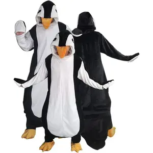Wearable Penguin Blanket Hoodie Sleeping Bags for Adults Women Men Super Soft Warm Cozy Flannel Fleece Blanket Penguin Gifts(L,Suitable Height 4'11"-5'5")