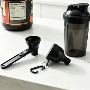 Buy 1 Get 1 Free | Protein Powder Funnel-Mini with Sliding Scoop and Container — High-Quality Funnel for Pre-Workout Creatine Powder, Coffee/Milk/Smoothie/Chocolate Powder, BPA-Free Plastic Kitchen Utensil, Perfect Gift for Valentine’s Day, Father’s Day