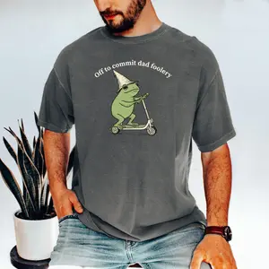 Dad Frog Off to Commit Dad Foolery TShirt, Funny Frog Scooter Gift For Dad Funny Dada Shirt Pregnancy Announcement