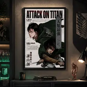 Attack on Titan Manga Poster Home Wall Decor, AoT Anime Print, Eren Levi Mikasa, Vintage Retro Minimalist Aesthetic, Gift for Anime FanCanvas Poster Wall Decor, Room Decorations, Funky Home Decor,anime wall art,bedroom canvas poster