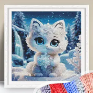 Cat Pattern Cross Stitch Kit, 11CT Cross Stitch Printed Canvas, DIY Cross Stitch Kit for Beginners, Cross Stitch Kit for Gift