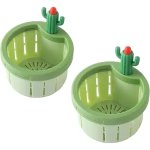 2 Pcs Kitchen Sink Drain – Green Cactus Design Food Residue Collector | One-Press Open, Fits Kitchen & Bathroom | TikTok Viral Gadget | Easy to Clean | Practical Drain Stopper | Cute, Functional Design | Must-Have Accessory