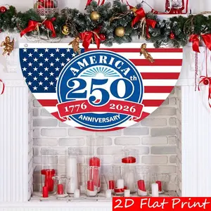 1pc Semi-Circular 250th Anniversary Garden Flag 1776-2026, Half-Fan Design, Unique Shape Outdoor Yard Decor for Christmas Halloween Patriotic Display