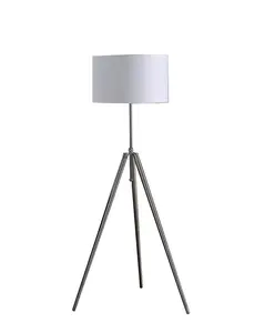 Hardware 64" - 47" In Mid-Century Adjustable Tripod Chrome/Silver Metal Floor Lamp
