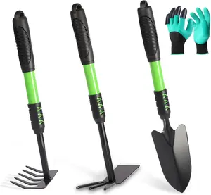 Garden Tools Set, 4 Pack Gardening Tools, Stainless Steel Heavy Duty Hand Cultivator, Hoes, Spade Shovel, for Planting Weeding Digging, Gardening Gifts for Women