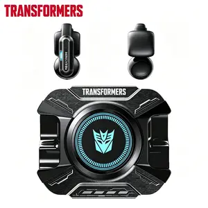 Transformers TF-T93 Ear-Clip True Wireless Bluetooth 6.0 Earbuds with Mic, Zinc Alloy Armor Case, Low Latency Game/Music Modes, Hi-Fi 12mm Drivers, Secure Fit Sports Earphones (Megatron Black)