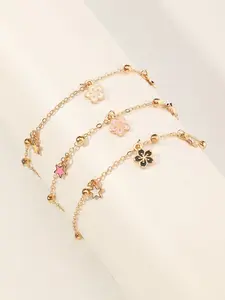 3pcs Toddler Girls Flower Charm Bracelet