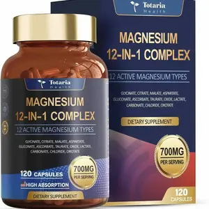 otaria 12-in-1 Magnesium Complex 700mg Capsules, Chelated Blend with Glycinate, Citrate, Malate, Oxide, Taurate, Aspartate & Orotate, Vegan Dietary Supplement to Support Muscle, Heart & Relaxation
