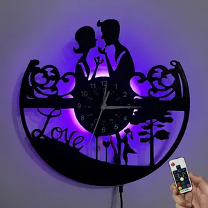 Colorful Vinyl Wall Clock, Love Theme, Home & Hotel Decoration, Wedding Anniversary Gift, Birthday & Holiday Gift, Art Collection