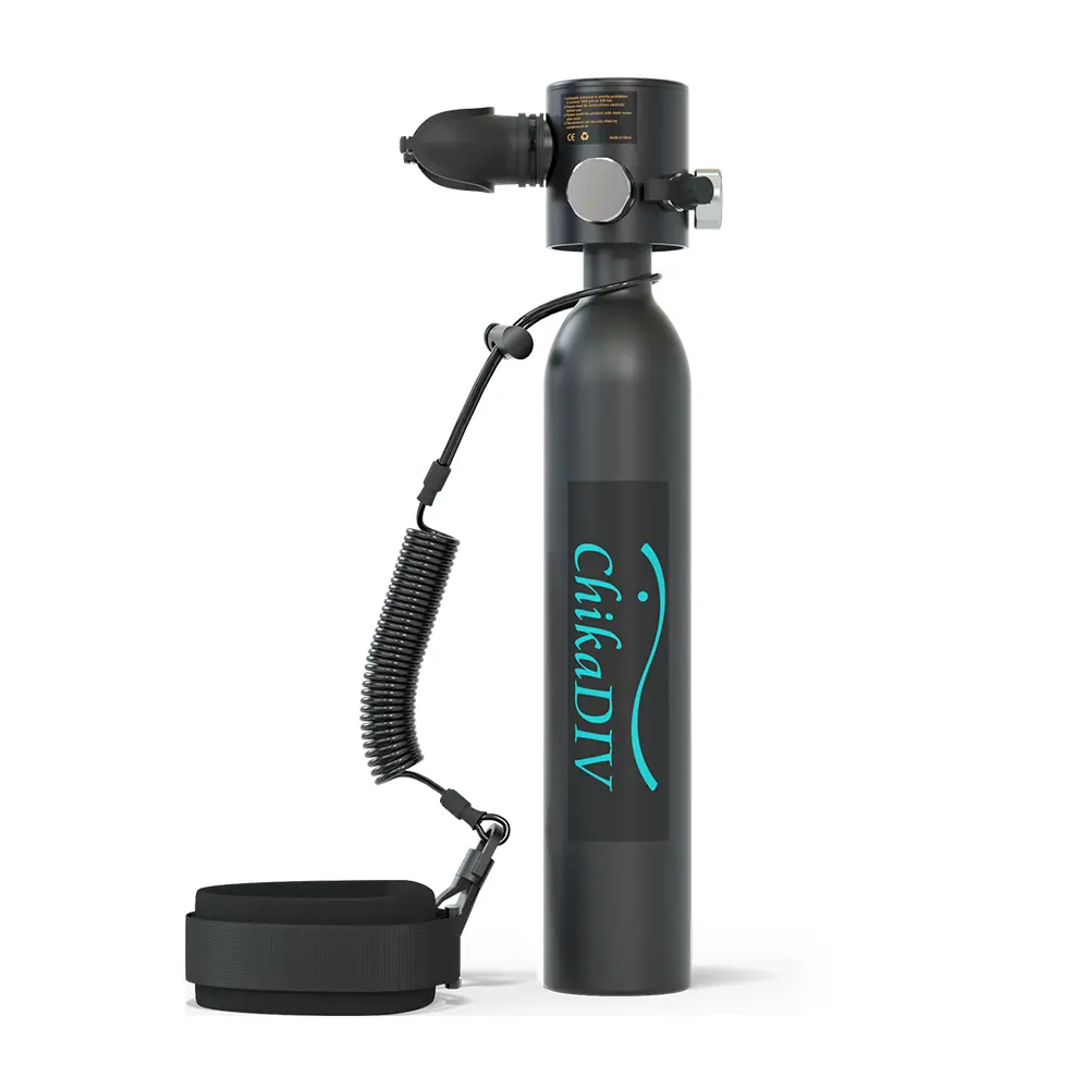 ChikaDIV C300PLUS Mini Scuba Tank - Portable 0.5L Reusable Diving Accessories for Snorkeling, Emergency Backup, Underwater Training, Aluminum Alloy, Compact Shape, Explosion Proof
