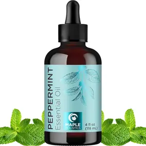 Peppermint Essential Oil for Diffuser Aromatherapy - 100% Pure Peppermint Oil for Hair Skin and Nails plus Undiluted Refreshing Aromatherapy Essential Oil for Diffusers Baths and Topical Uses 4Oz Maple Holistics