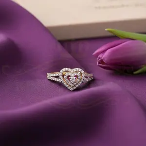 King Of Bling's 925 Silver 0.63ct Shiny Cubic Zirconia Promise Yellow Heart Womens Ring Size 7