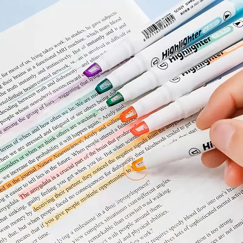 Highlighter Marker Pen, 6 Counts Clear View Tip Highlighter Marker Pen, Colorful Pen for Students Bible Study School Office, Specialty Pen, Stationery, Writing Stationery, Office Stationery Supplies