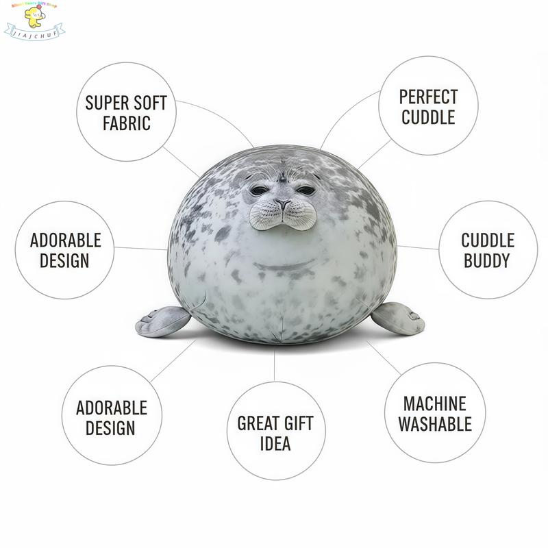 JIAJCHUF Adorable Fat Seal Plush Toy, Jiajchuf Soft Stuffed Animal Pillow, Perfect Gift for Kids & Adults, Cozy Hugging Companion, Soft Cuddly Gift