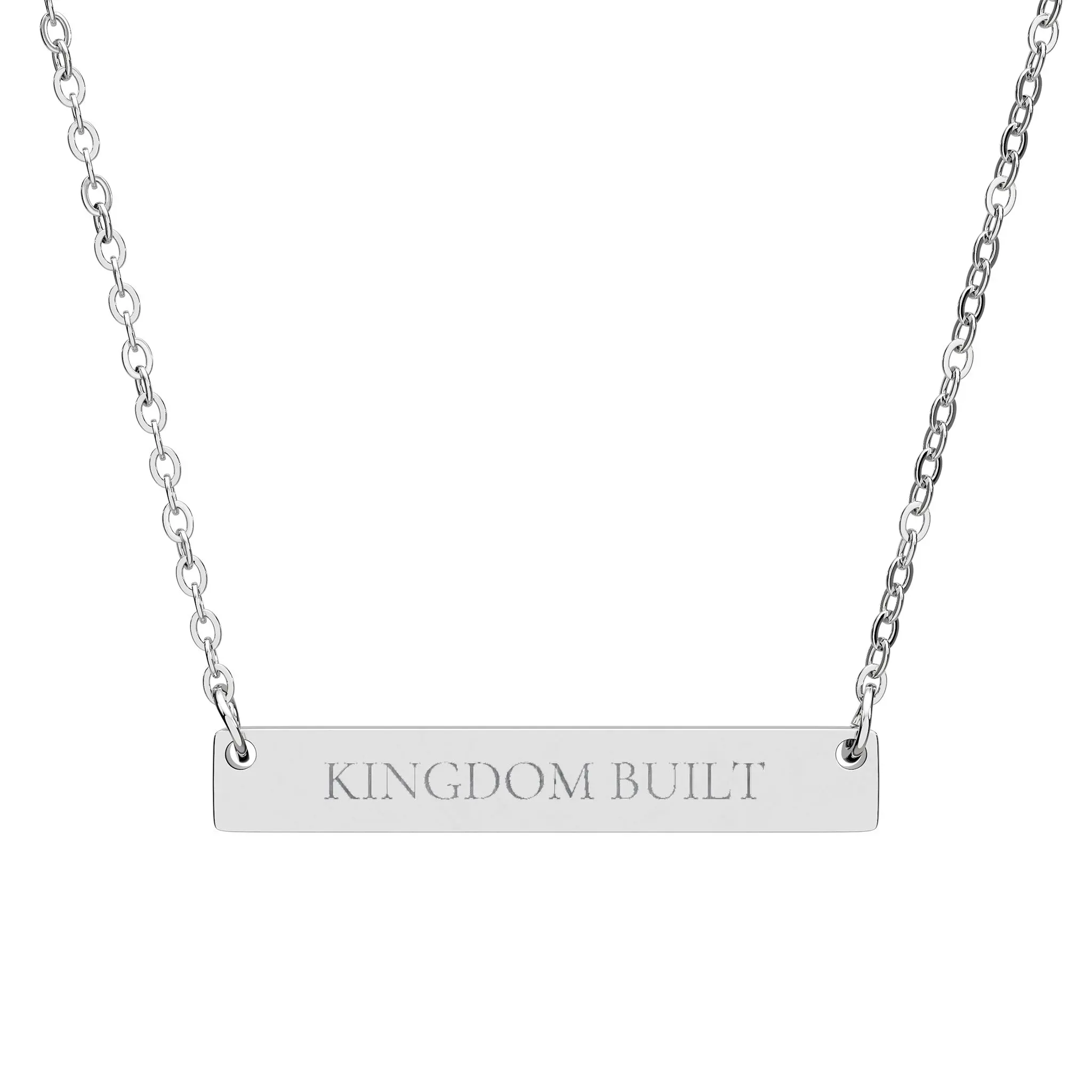 Kingdom Built Horizontal Bar Necklace | Engraved Name Plate