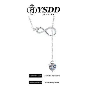 【11.15】1CT Infinity Dangling Sweater Necklace vvs Synthetic Moissanite Necklace in 925 Sterling Silver
