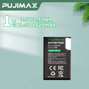 PUJIMAX Compatible for BL-5C Lithium Battery 3.7V 1020mAh High-Capacity Rechargeable, Anti-Overcharge, Long-Lasting Power for Smartphones, Tablets, E-Readers, Smart Watches, Portable Electronics ( Lithium Battery)