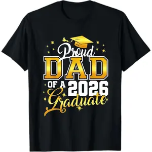 Proud Dad Of A 2026 Graduate Graduation Cap Design T-Shirt Crewneck Casual Tee For Graduation Celebration
