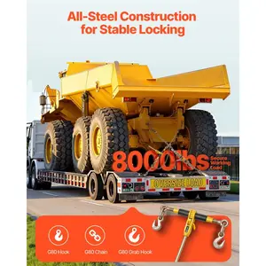 Summervibes VEVOR Chain and Binder Kit 3/8in - 1/2in, Ratchet Load Binders 9215lbs Working Strength, Ratchet Binders and Chains, 3/8inx 10ft Chains with G70 Hooks, for Truck, Tie Down, Hauling, TowingVEVOR Super Brand Day