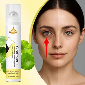 SUMIFANG Centella Asiatica Rollerball Eye Serum 15ml | Triple Peptides + Caffeine + Centella Asiatica | Rapidly Reduces Puffiness, Eye Bag Remover & Brightens Eye Area | Hydrating & Soothing | Ideal for Late Nights & Swelling | Morning SOS Fix