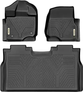 YINTATECH 3D TPE Floor Mats for 2015-25 Ford F-150/F-150 Lightning Super Crew Cab Liner Black TPE Mat Set