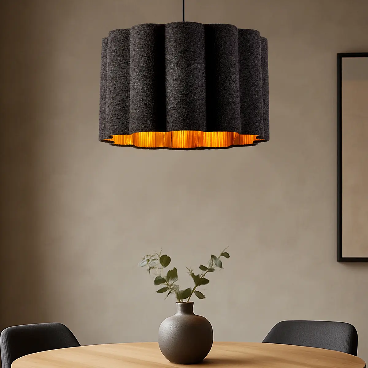 18" Dimmable Petal Drum Chandelier: Soft Fabric + Warm Gold Interior for Cozy Nights