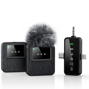 PQRQP 2-Pack Wireless Lavalier Microphone | 328ft Transmission & 18H Battery | Mini Mic for iPhone Android Camera Vlog Interview YouTube