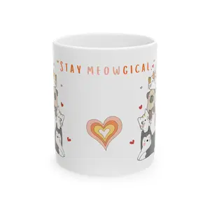Ceramic Mug, (11oz, 15oz) Stay MeowGical
