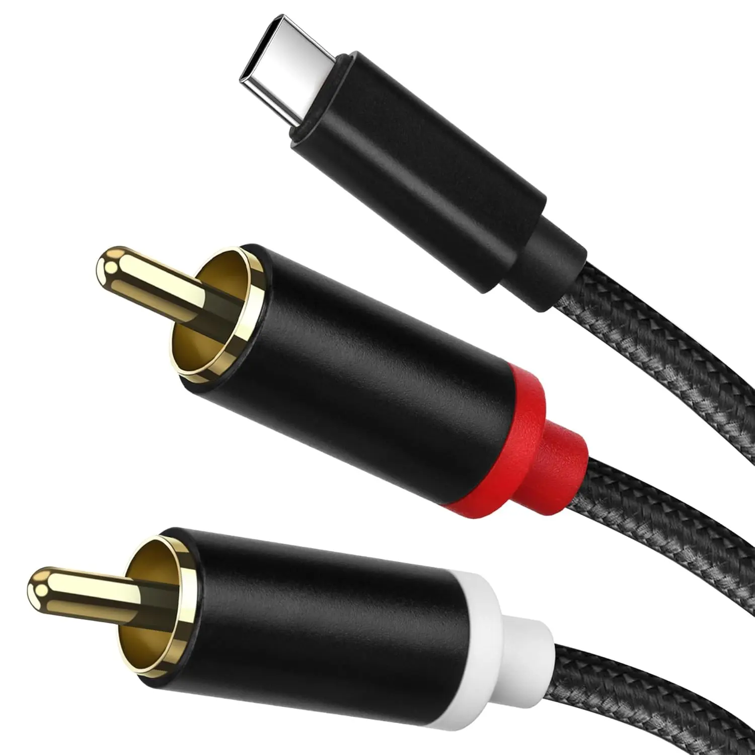 USB C to RCA Cable Audio Aux Adapter, Stereo Y Splitter Adapter for Select iPhone, iPad and iPod Models for Power Amplifier, Car, Home Theater, Speaker and More 3.3FT