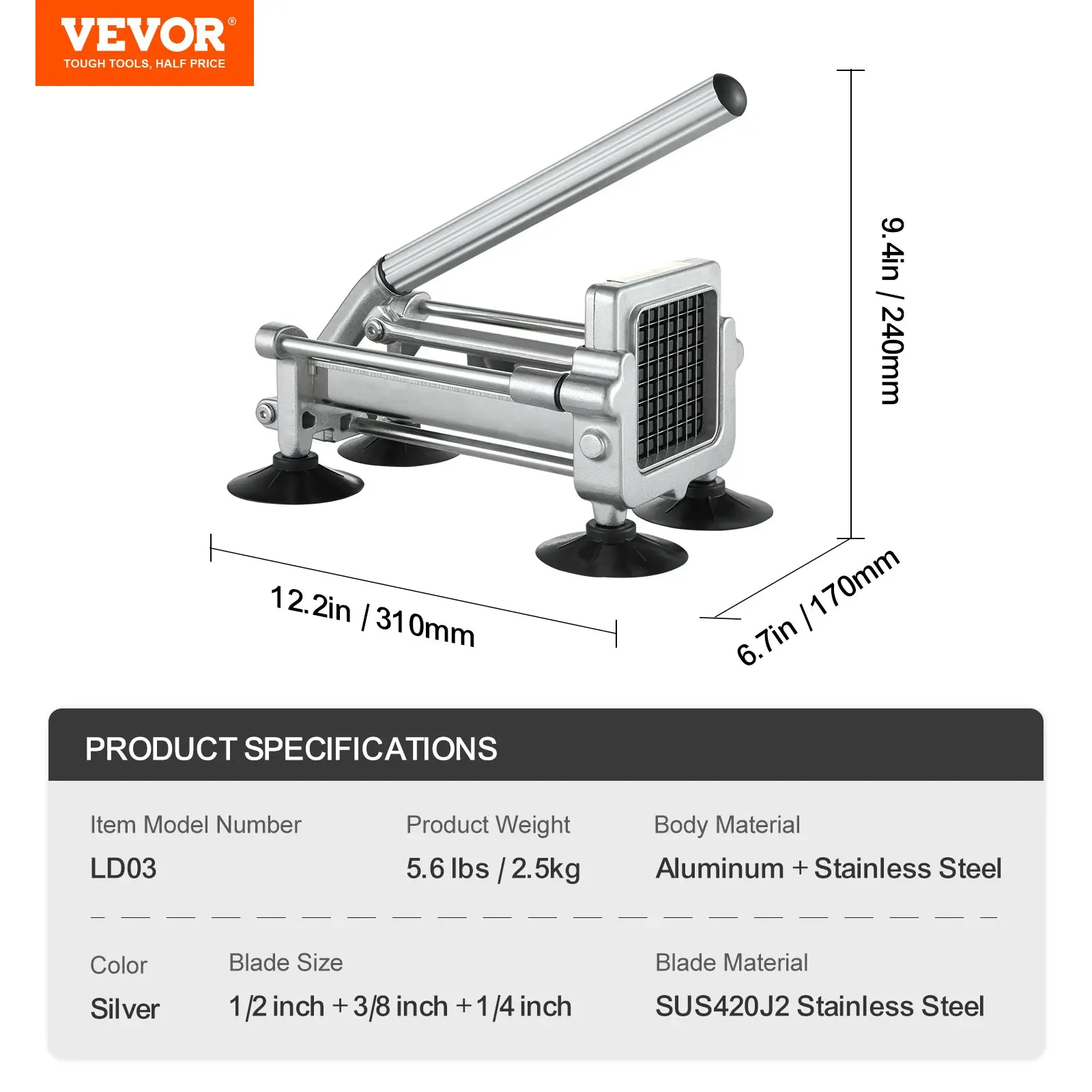 3 blades - 1/4", 3/8", 1/2"