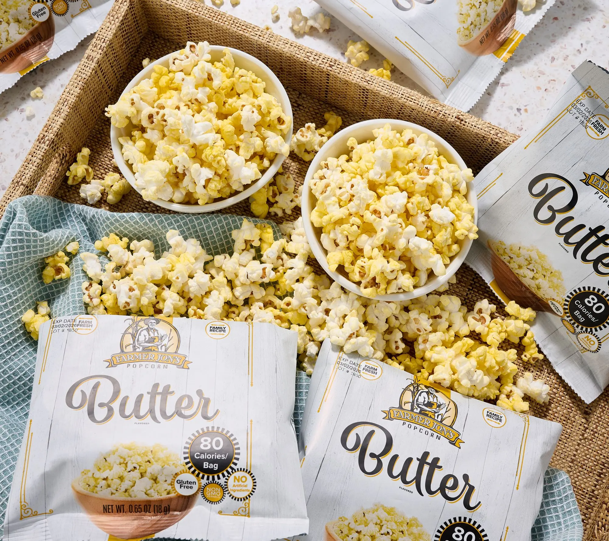 Farmer Jon's (20) Bags Single Serve Gourmet Popped Butter Popcorn Farmer Jon's (20) Bags Single Serve Gourmet Popped Butter Popcorn
