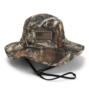 Bayou Full Brim Camo American Flag Boonie Hat (Floats)