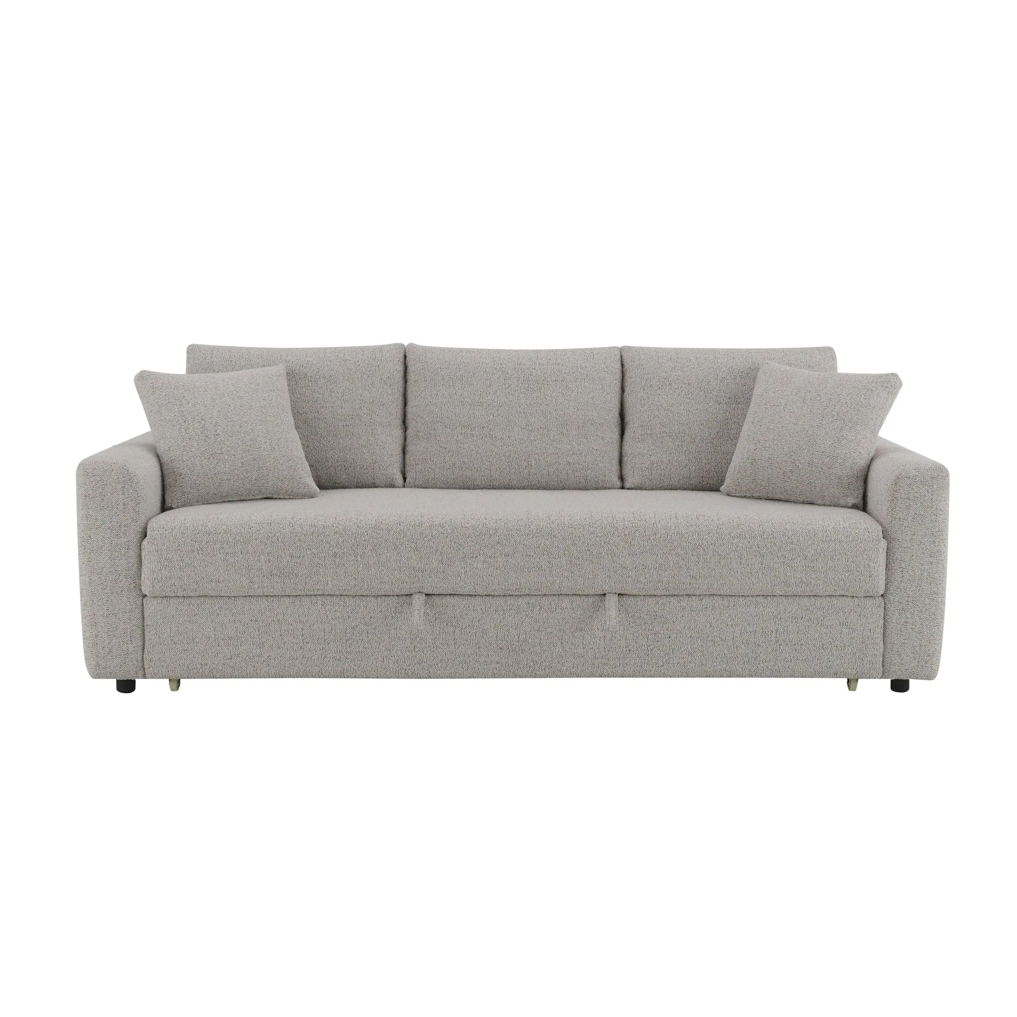 Connie - Boucle Sleeper Sectional Sofa With 2 Toss Pillows - Beige