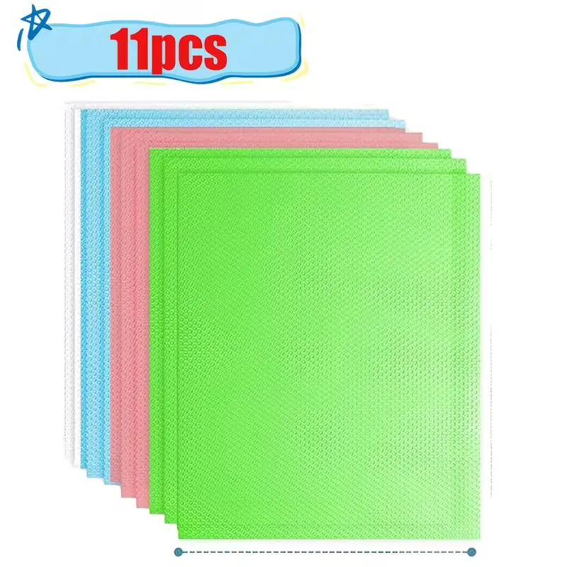11 Pack Refrigerator Mats,Washable Fridge Mats Liners Easy to Clear Fridge Pads Mat Shelves Drawer Table Mats Refrigerator Liners for Shelves,Red/Green/Blue
