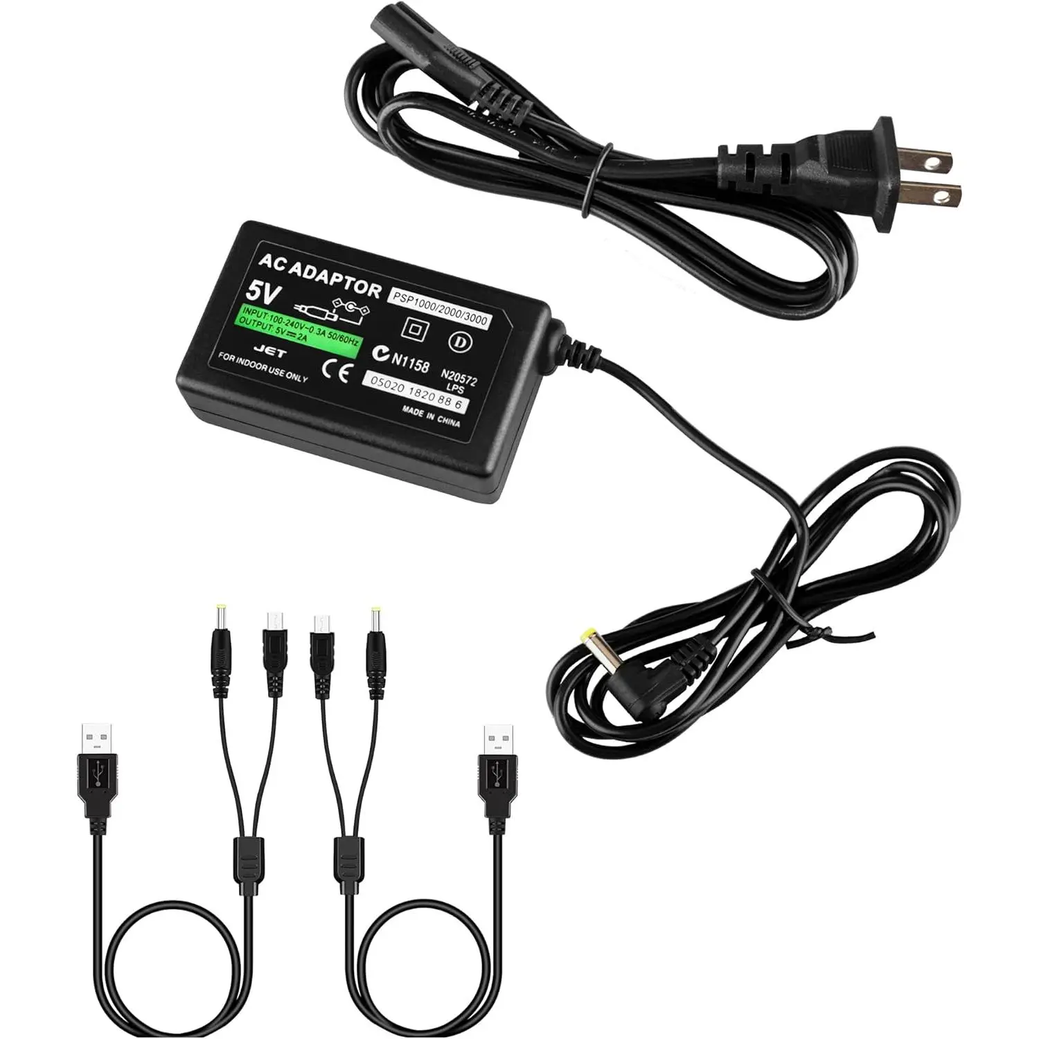 PSP Charger Bundle - 1 Pack Charger and 2 Pack  , Compatible with PSP-1001, 1000, Slim & Lite 2000, 3000