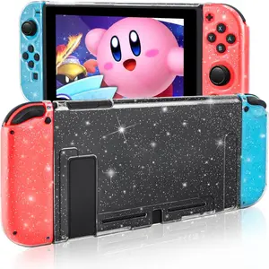 L-PCS032  Dockable Crystal Case for Nintendo Switch, Glitter Bling Cover with Shock-Absorption and Anti-Scratch Design Protective Case - Crystal Glitter