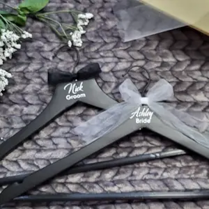 Custom Bride and Groom Hanger Set, Bridal Hanger, Groom hanger, Hanger for Weddings, Wedding Hangers, Bridesmaids Hanger, Entourage Hanger, Groomsmen Hanger, Couples Hanger, Wedding gown hanger, tuxedo hanger, getting ready hanger, wedding props hanger