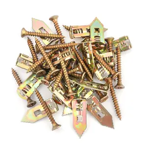 40Pcs Self Drilling Drywall Anchors and Screws Kit - Zinc Plated Steel Wall Anchors for Drywall Heavy Duty, No Drill Or Holes in Wall, for TV, Shelf Straps, Cabinets (20PCS Screws and 20PCS Anchors)