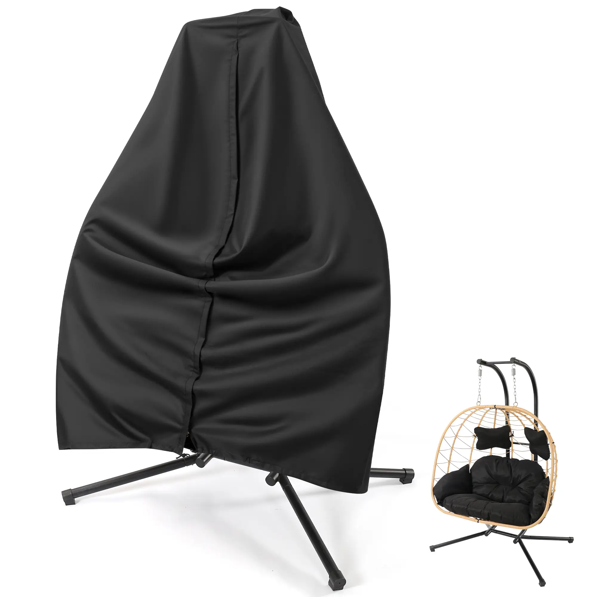 【FallFreshness】Double-seat Indoor/Outdoor Egg Chair Rain Cover with a Zipper Attached, Weatherable, UV-resistant and waterproof, suitable for use in