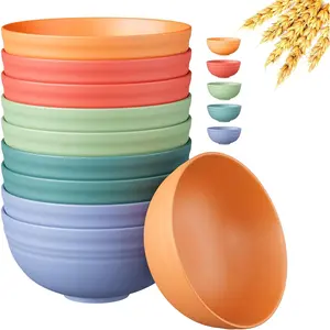 10 PCS Unbreakable Cereal Bowls,Dishwasher & Microwave Safe Wheat Straw Bowls, Easy-to-Clean Lightweight Desserts & Soup Bowl, Portable for Picnics ,Snack Plastic Bowls Set,Multi-Color