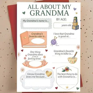 [Sweet & Interactive] Mother's Day Birthday Card for Grandma, 5x7" Blank Inside, Premium 350GSM Glossy Cardstock with Envelopes. 👵💖