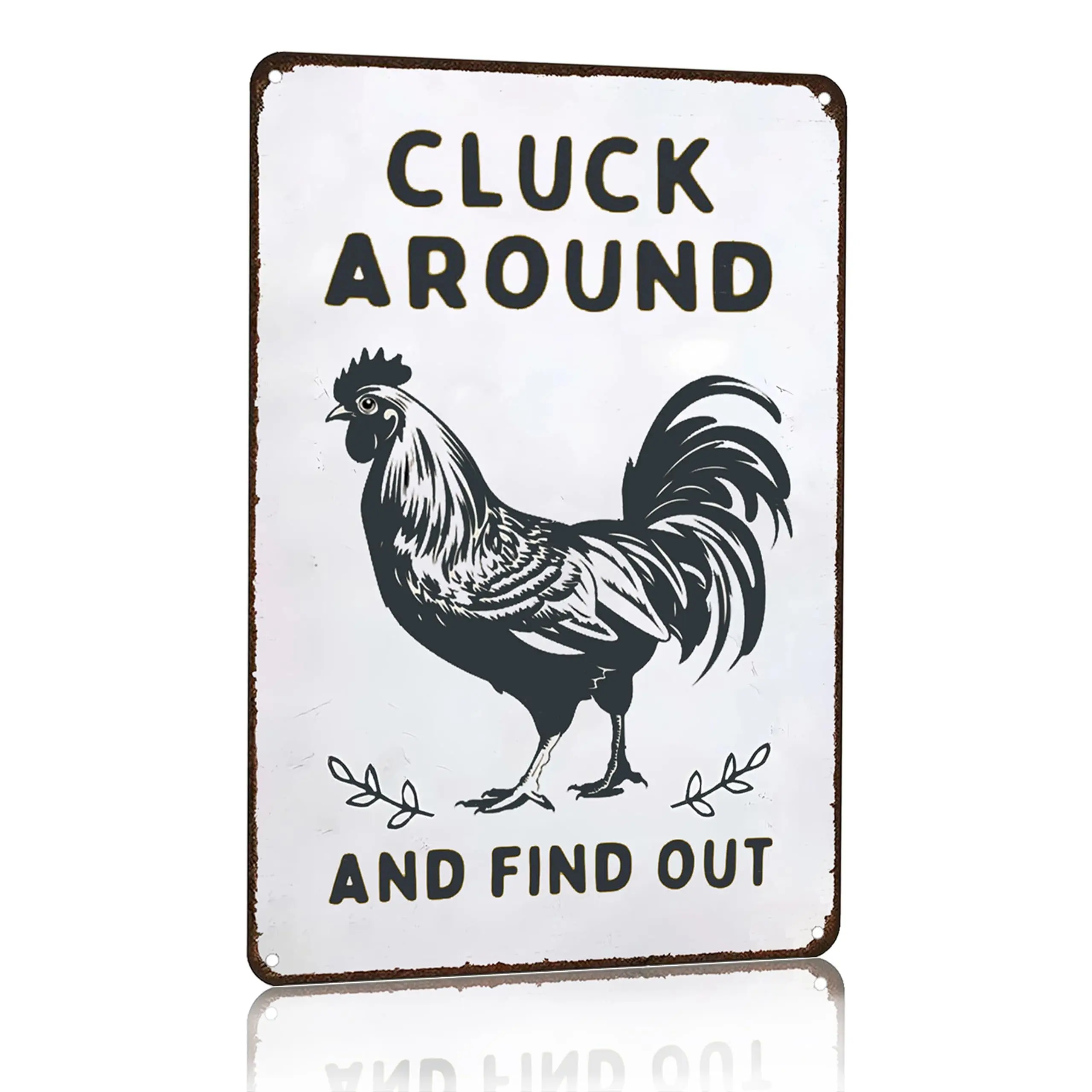 Funny Chicken Gifts Chicken Cluck Around and Find Out Tin Sign for Home Farm Chicken Coop Farmhouse Kitchen Garden Decor 8 X 12 Inch