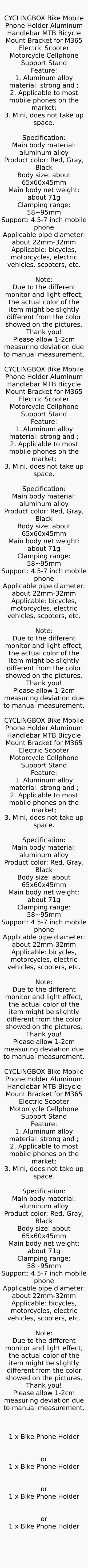 Universal Bike Phone Mount Aluminum Handlebar Holder Scooter GPS