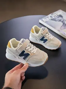2026 Spring & Fall New Kids' Sneakers, Girls' Mesh Breathable Sports Shoes, Soft Sole Comfort, Velcro Running Shoes, Casual Style, Trendy Trainers
