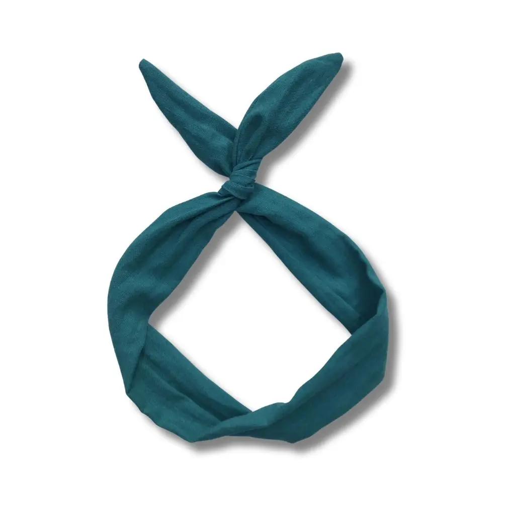 Teal Linen Wire Headband
