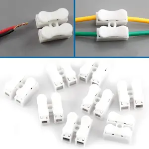 100 count 5A 220V 2 Pin Push Quick Wire  Connector Spring Clamp Terminal White Wiring Terminal Fast Wire Connection