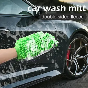 1 Count Premium Dual-Pile Microfiber Wash Mitt, durable microfiber material resists wear,soft and safe for all vehicle types