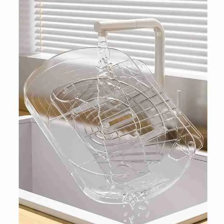 Square 16" Lazy Susan Organizer, 360° Rotating Turntable for Fridge, Pantry, Cabinet, and Kitchen Storage, Clear