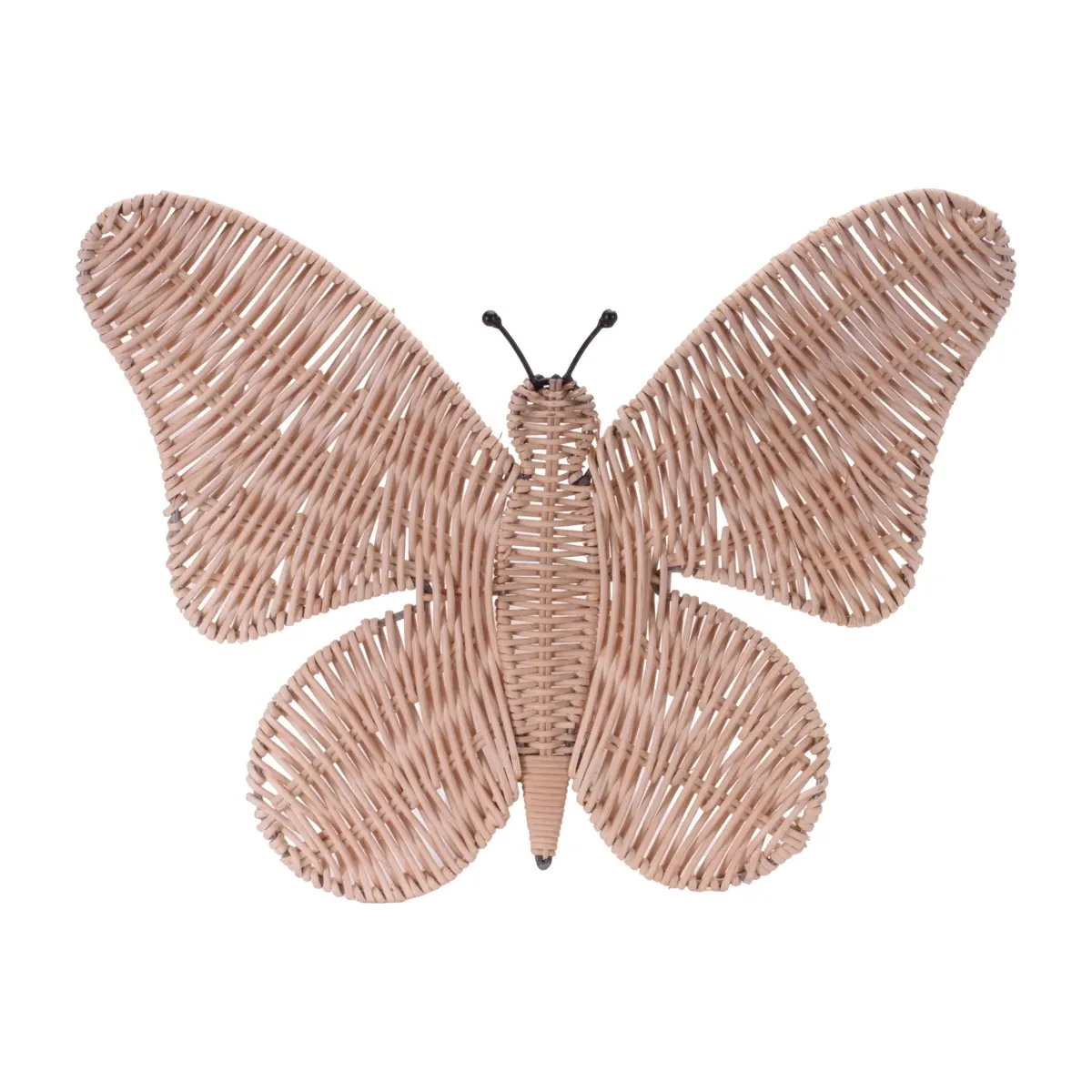 Melrose 96483DS 18x14 in. Metal & Rattan Butterfly Wing Wall Art, Beige, Wing Wall Arts