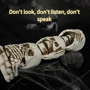 Halloween Resin Craft Decoration, Three-Headed Skull Design, Creative Halloween Decorative Figurine, Perfect for Home & Party Use, Decorative Sculptures